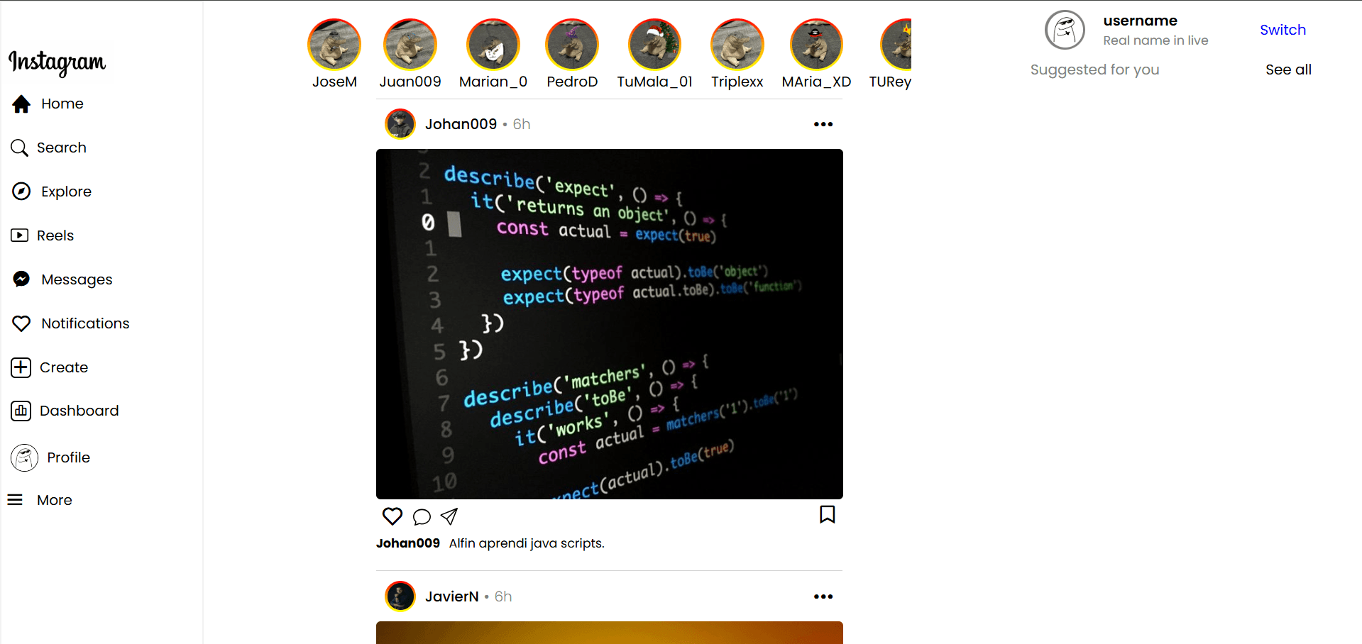 Clon Instagram (In development)